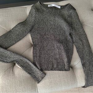 Zara Women's Metallic Gray top XS